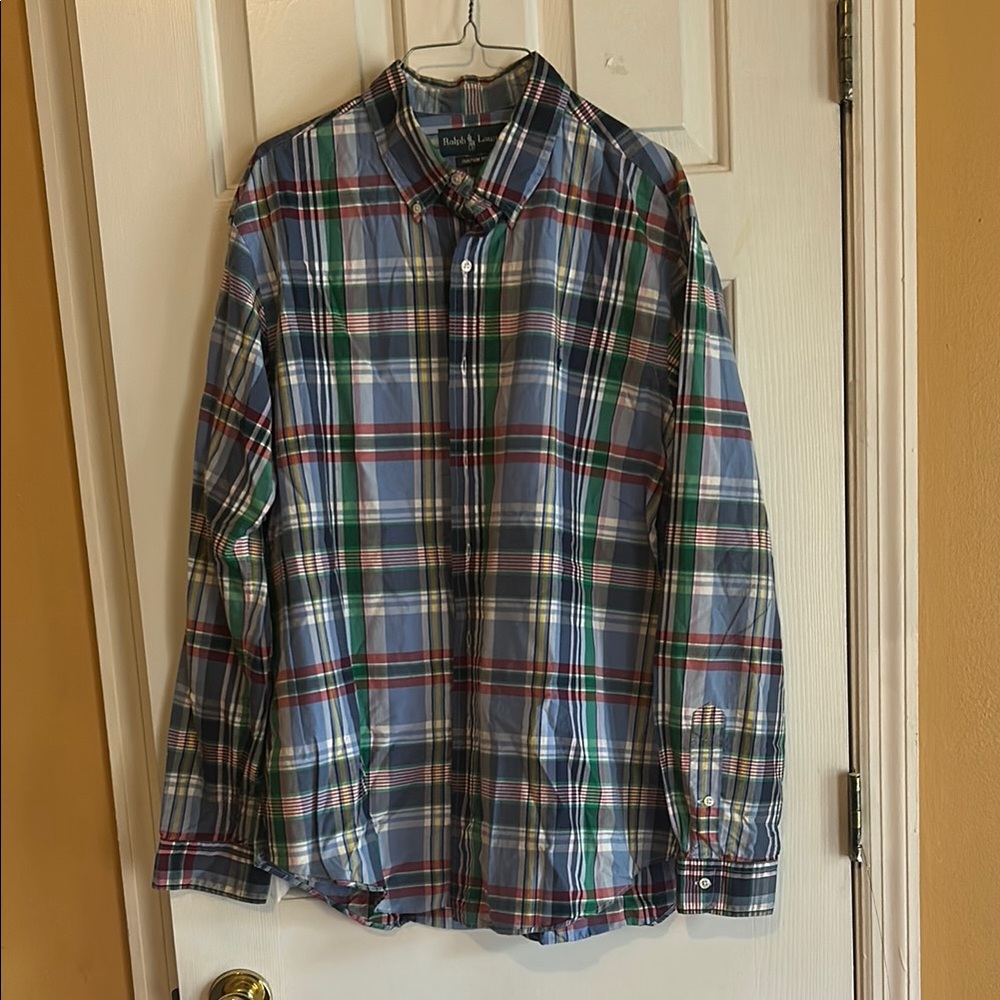 Ralph Lauren Blue and Red Casual Button Down Shirt